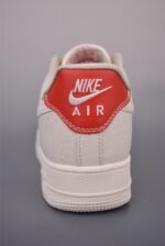 Nike Air Force 1 Cream White Red Double Swoosh Low Top Casual Sneakers - Image 7
