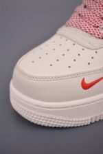 Nike Air Force 1 Cream White Red Double Swoosh Low Top Casual Sneakers - Image 5
