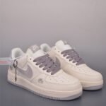 Nike Air Force 1 Cream Gray Snake Texture Low Top Casual Sneakers