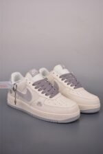 Nike Air Force 1 Cream Gray Snake Texture Low Top Casual Sneakers