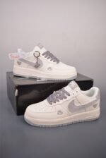 Nike Air Force 1 Cream Gray Snake Texture Low Top Casual Sneakers - Image 7