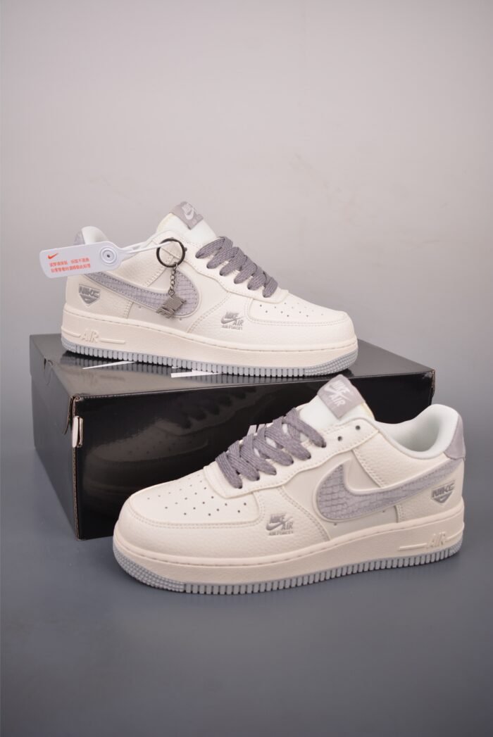 Nike Air Force 1 Cream Gray Snake Texture Low Top Casual  display picture 2