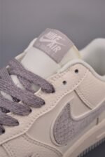 Nike Air Force 1 Cream Gray Snake Texture Low Top Casual Sneakers - Image 5