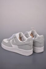 Nike Air Force 1 Gray White Mesh Breathable Low Top Casual Sneakers - Image 2