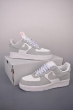 Nike Air Force 1 Gray White Mesh Breathable Low Top Casual Sneakers - Image 7