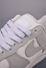 Nike Air Force 1 Gray White Mesh Breathable Low Top Casual Sneakers - Image 5