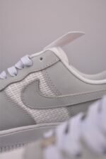 Nike Air Force 1 Gray White Mesh Breathable Low Top Casual Sneakers - Image 4