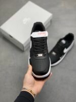 Nike Air Force 1 Black White Double Swoosh Low Top Casual Sneakers - Image 9