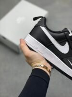 Nike Air Force 1 Black White Double Swoosh Low Top Casual Sneakers - Image 5