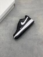 Nike Air Force 1 Black White Double Swoosh Low Top Casual Sneakers - Image 4