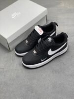 Nike Air Force 1 Black White Double Swoosh Low Top Casual Sneakers - Image 3
