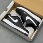 Nike Air Force 1 Black White Double Swoosh Low Top Casual Sneakers