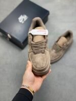 Nike Air Force 1 Coffee Brown Suede Gloss Swoosh Low Top Casual Sneakers - Image 9
