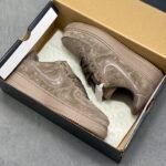 Nike Air Force 1 Coffee Brown Suede Gloss Swoosh Low Top Casual Sneakers