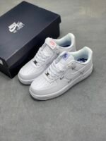 Nike Air Force 1 White Mini Silver Swoosh Low Top Casual Sneakers - Image 3