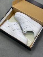 Nike Air Force 1 White Mini Silver Swoosh Low Top Casual Sneakers
