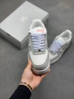 Nike Air Force 1 Gray White Mesh Breathable Low Top Casual Sneakers - Image 9