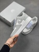Nike Air Force 1 Gray White Mesh Breathable Low Top Casual Sneakers - Image 8