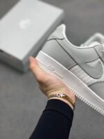 Nike Air Force 1 Gray White Mesh Breathable Low Top Casual Sneakers - Image 5