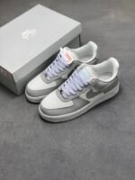 Nike Air Force 1 Gray White Mesh Breathable Low Top Casual Sneakers - Image 3