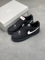 Nike Air Force 1 Black White Mesh Spliced Low Top Casual Sneakers - Image 3