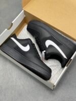 Nike Air Force 1 Black White Mesh Spliced Low Top Casual Sneakers