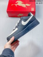 Nike Air Force 1 Black White Shark Tooth Retro Low Top Casual Sneakers - Image 5