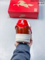 Nike Air Force 1 Vintage Brown Red Fur Swoosh Low Top Casual Sneakers - Image 4