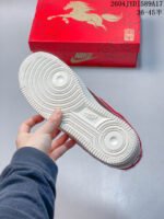 Nike Air Force 1 Vintage Brown Red Fur Swoosh Low Top Casual Sneakers - Image 3