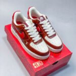 Nike Air Force 1 Vintage Brown Red Fur Swoosh Low Top Casual Sneakers