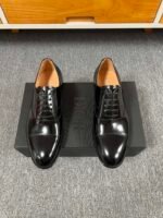 Dior Black Glossy Leather Oxford Formal Business Wedding Men Dress Shoes