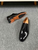 Dior Black Glossy Leather Oxford Formal Business Wedding Men Dress Shoes - Image 4