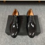 Dior Black Glossy Dark Jacquard Pattern Lace-Up Men Formal Business Derby Shoes