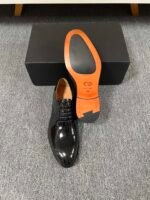 Dior Black Glossy Dark Jacquard Pattern Lace-Up Men Formal Business Derby Shoes - Image 3