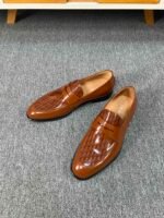 Dior Brown Glossy Jacquard Pattern Penny Loafer Men Casual Business Dress Shoes - Image 2