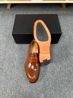 Dior Brown Glossy Jacquard Pattern Penny Loafer Men Casual Business Dress Shoes - Image 3
