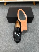 Dior Black Glossy Dark Jacquard Pattern Slip-On Penny Loafer Men Formal Casual Shoes - Image 3