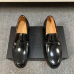 Dior Black Glossy Mini Decor Buckle Slip-On Penny Loafer Men Formal Casual Dress Shoes