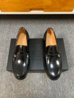 Dior Black Glossy Mini Decor Buckle Slip-On Penny Loafer Men Formal Casual Dress Shoes
