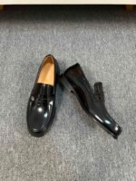 Dior Black Glossy Mini Decor Buckle Slip-On Penny Loafer Men Formal Casual Dress Shoes - Image 5