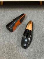 Dior Black Glossy Mini Decor Buckle Slip-On Penny Loafer Men Formal Casual Dress Shoes - Image 4