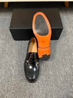 Dior Black Glossy Mini Decor Buckle Slip-On Penny Loafer Men Formal Casual Dress Shoes - Image 3