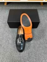 Dior Black Matte Leather Braided Silver Buckle Thick Sole Slip-On Men Loafer Dress Shoes - Image 3