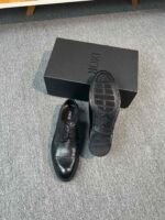 Dior Black Matte Leather Braided Silver Buckle Thick Sole Slip-On Men Loafer Dress Shoes - Image 3