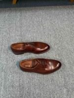Dior Brown Washed Leather Cap Toe Lace-Up Vintage Men Business Oxford Formal Dress Shoes - Image 4