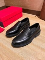 FERRAGAMO Black Smooth Leather Thick Sole Penny Loafer Slip-On Men Business Dress Shoes - Image 6