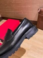 FERRAGAMO Black Smooth Leather Thick Sole Penny Loafer Slip-On Men Business Dress Shoes - Image 4