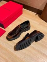 Ferragamo Gradient Brown Glossy Washed Thick Sole Penny Loafer Slip-On Men Formal Shoes - Image 9