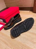 Ferragamo Gradient Brown Glossy Washed Thick Sole Penny Loafer Slip-On Men Formal Shoes - Image 3