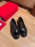 Ferragamo Black Glossy Patent Leather Thick Sole Penny Loafer Slip-On Men Formal Shoes